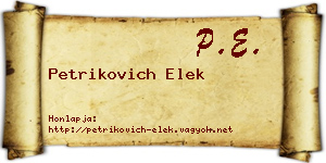 Petrikovich Elek névjegykártya